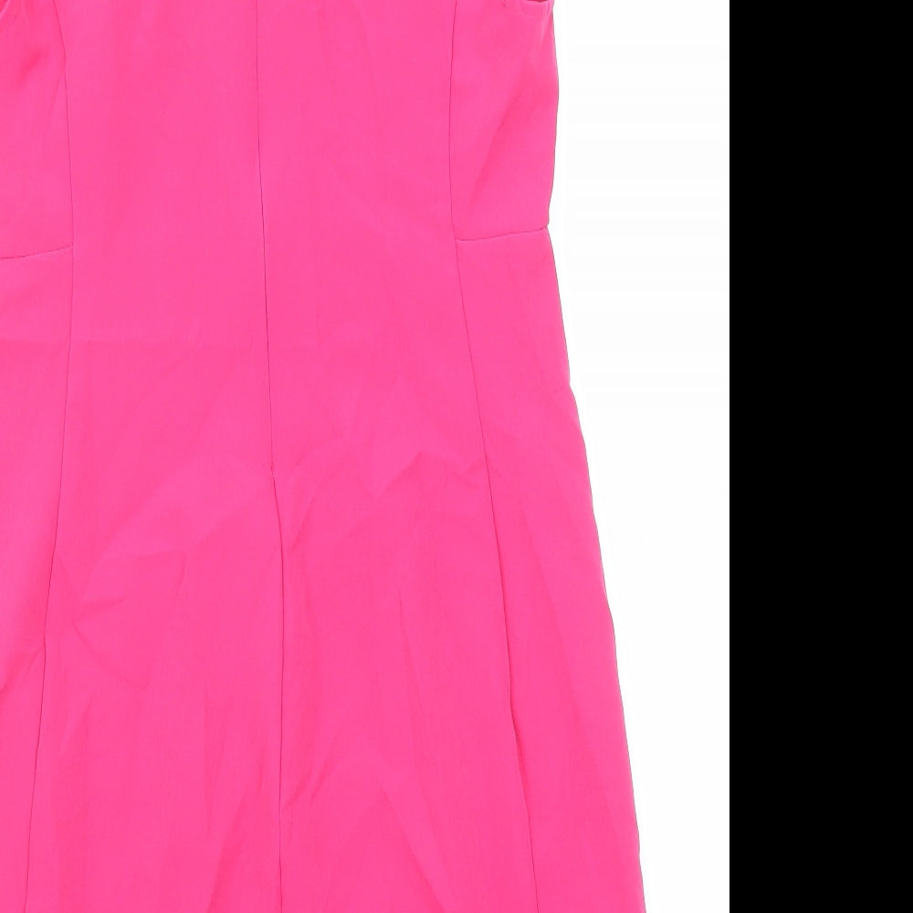 Stradivarius Womens Pink Polyester Shift Size L Round Neck Zip