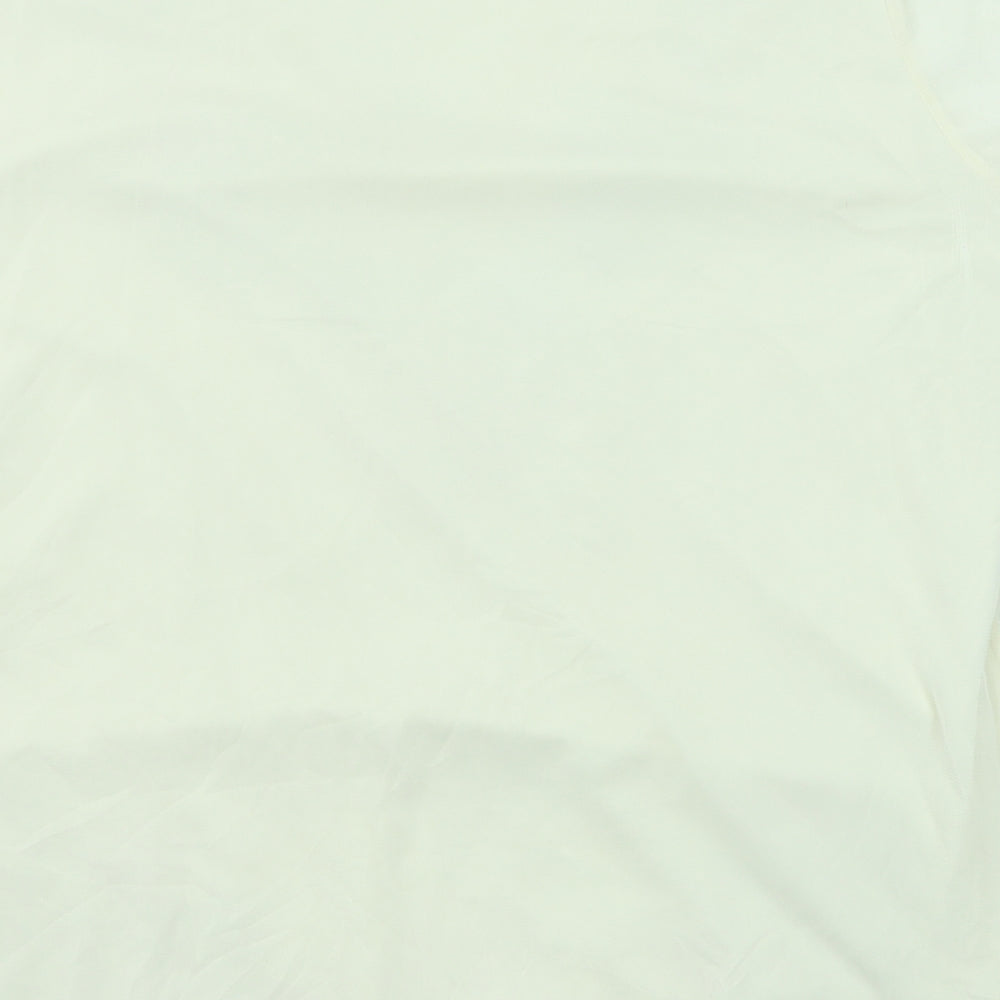 Classic Womens Beige Floral Polyester Basic T-Shirt Size 20 V-Neck