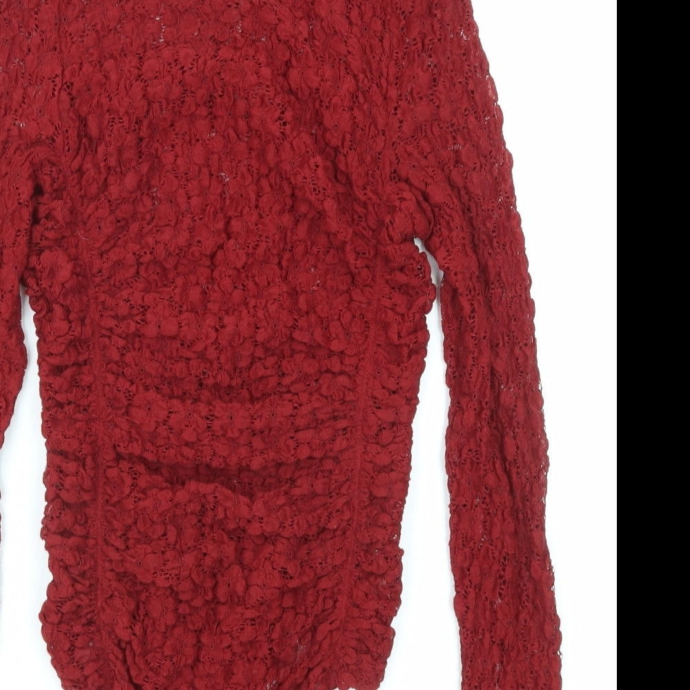 Intimataly Womens Red Polyester Bodysuit One-Piece Size S Snap