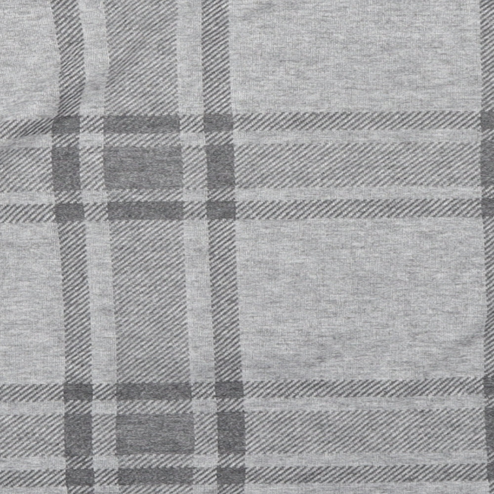 Marks & Spencer Womens Grey Plaid Polyester Basic T-Shirt Size 8 Round Neck