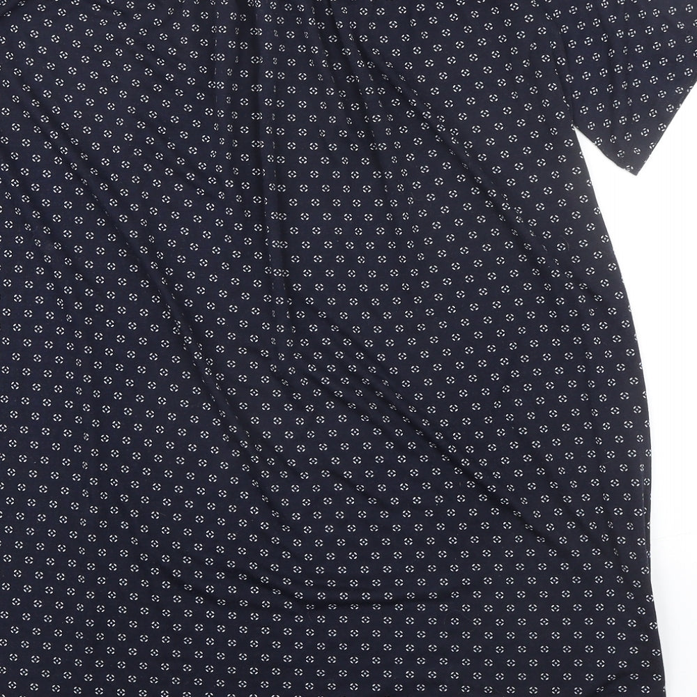 H&M Womens Blue Geometric Polyester A-Line Size XS Round Neck Pullover