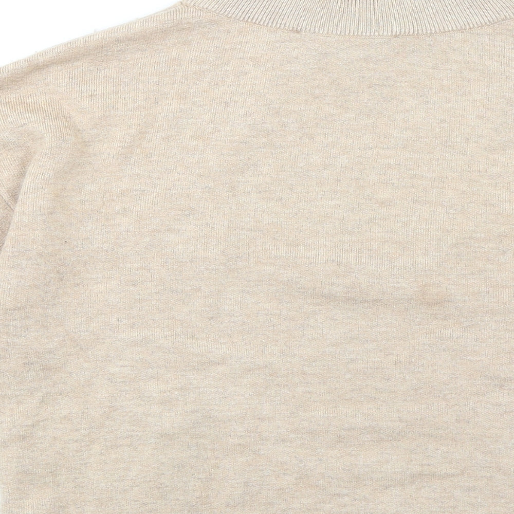Witchery Womens Beige High Neck Nylon Henley Jumper Size 2XS