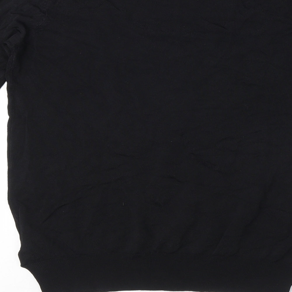 Zara Womens Black Round Neck Viscose Pullover Jumper Size L
