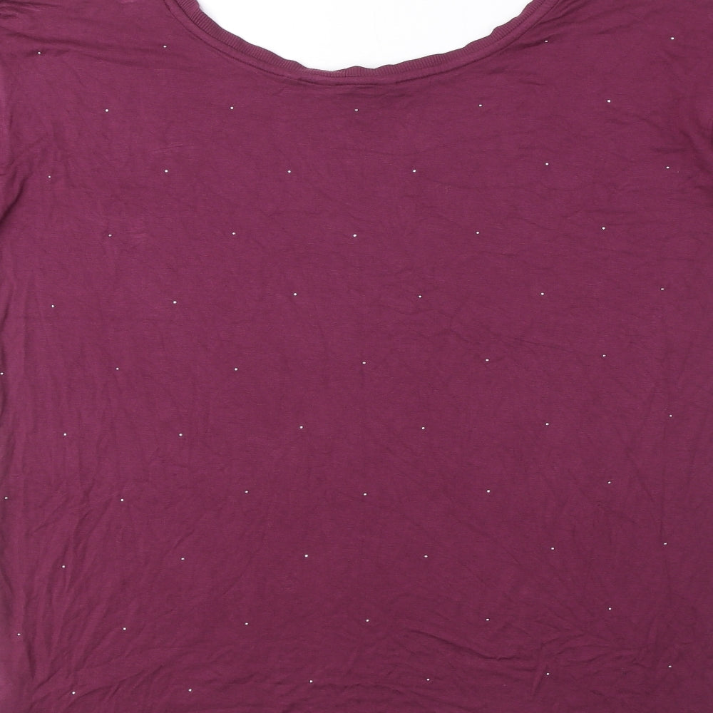 NEXT Womens Purple Viscose Basic T-Shirt Size 8 Round Neck
