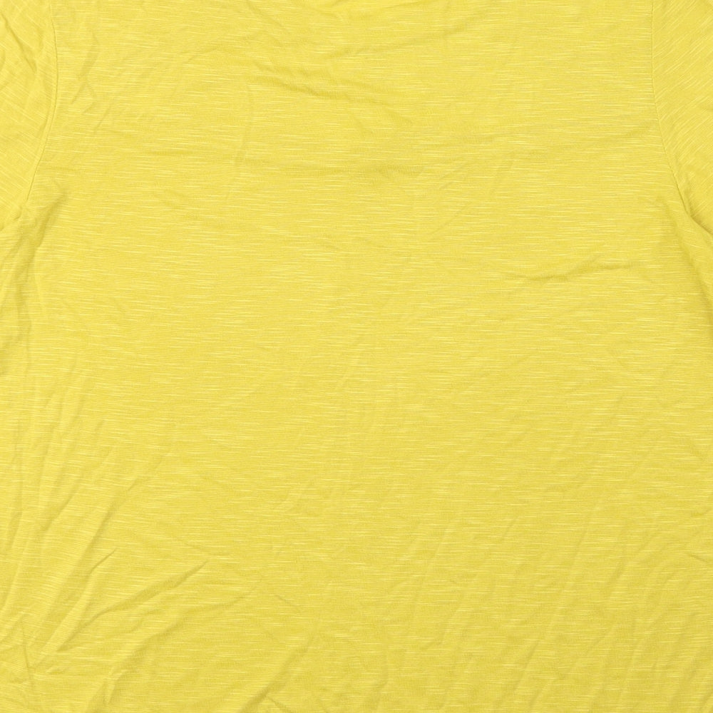 Marks & Spencer Womens Yellow Viscose Basic T-Shirt Size 10 Round Neck - Lace Details