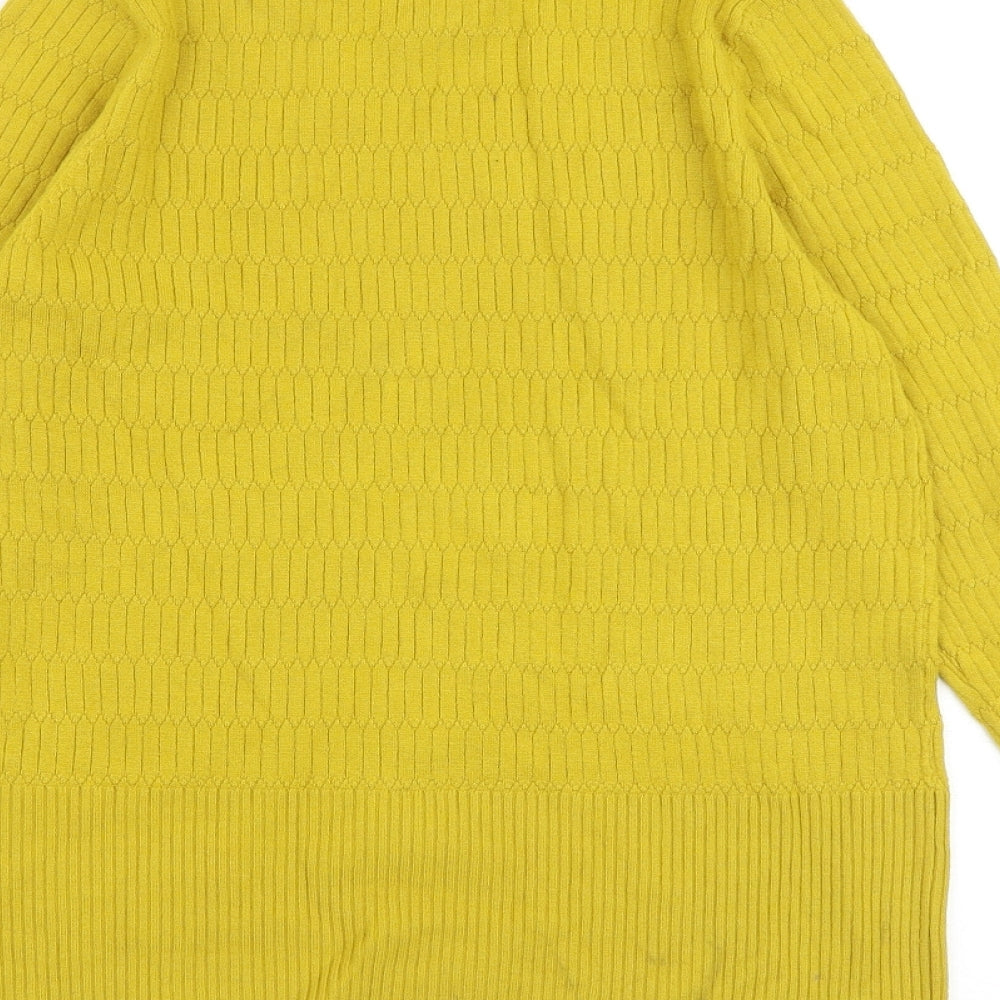 Marks and Spencer Womens Yellow Round Neck Viscose Pullover Jumper Size 14