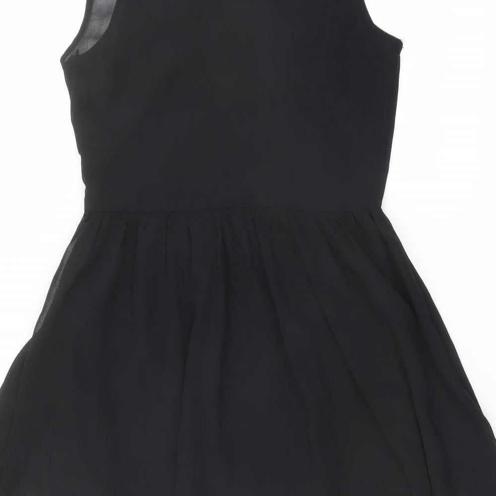 Nana Womens Black Polyester Fit & Flare Size 10 Round Neck Button