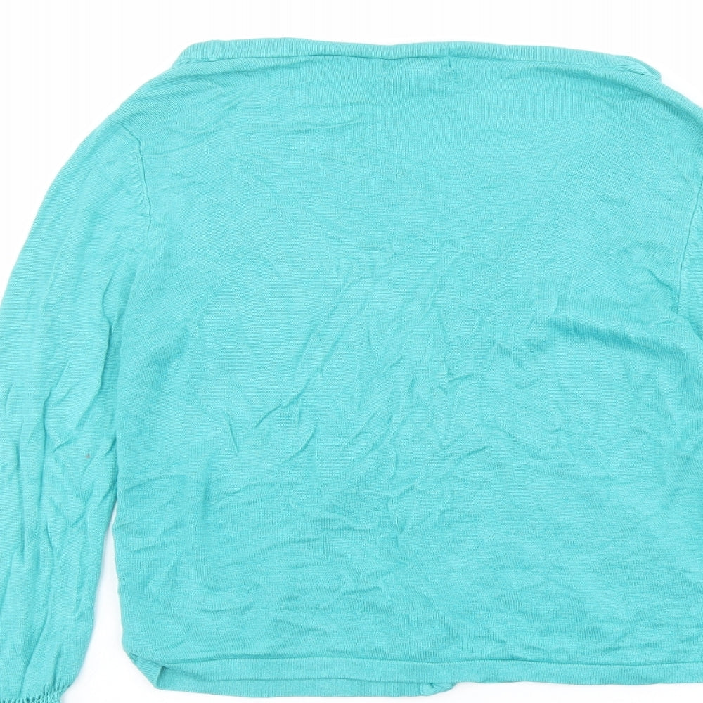 Monsoon Womens Green V-Neck Viscose Cardigan Jumper Size 12