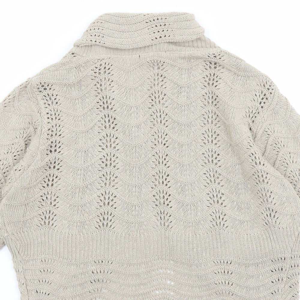 M&Co Womens Beige V-Neck Cotton Cardigan Jumper Size S