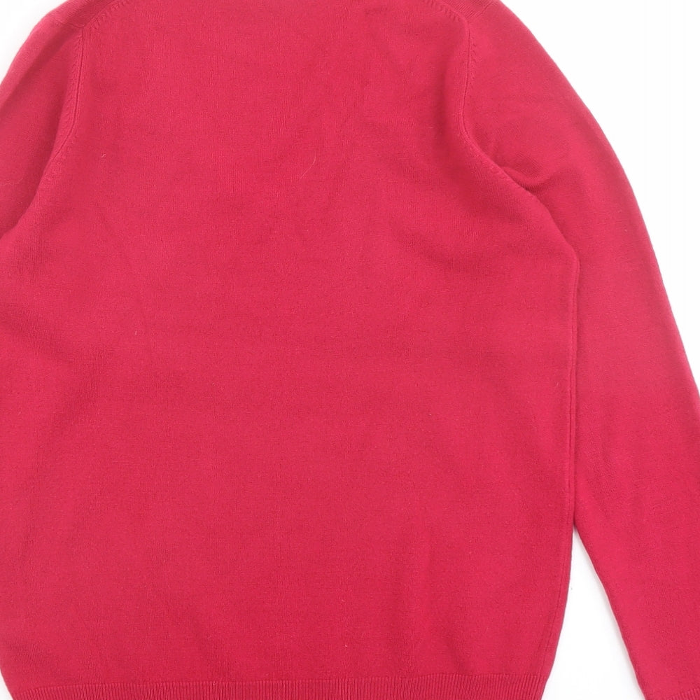 Marks & Spencer Womens Pink V-Neck Acrylic Pullover Jumper Size 10