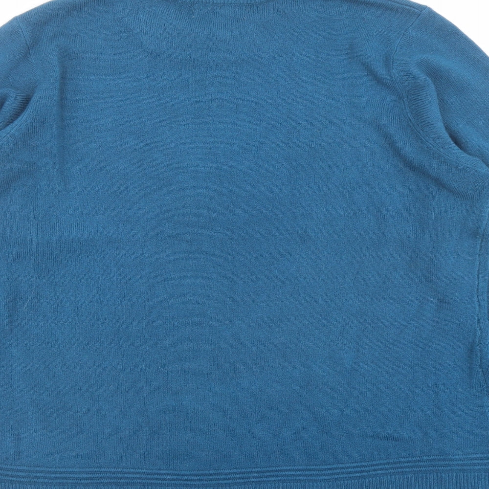 First Avenue Womens Blue Round Neck Acrylic Pullover Jumper Size L