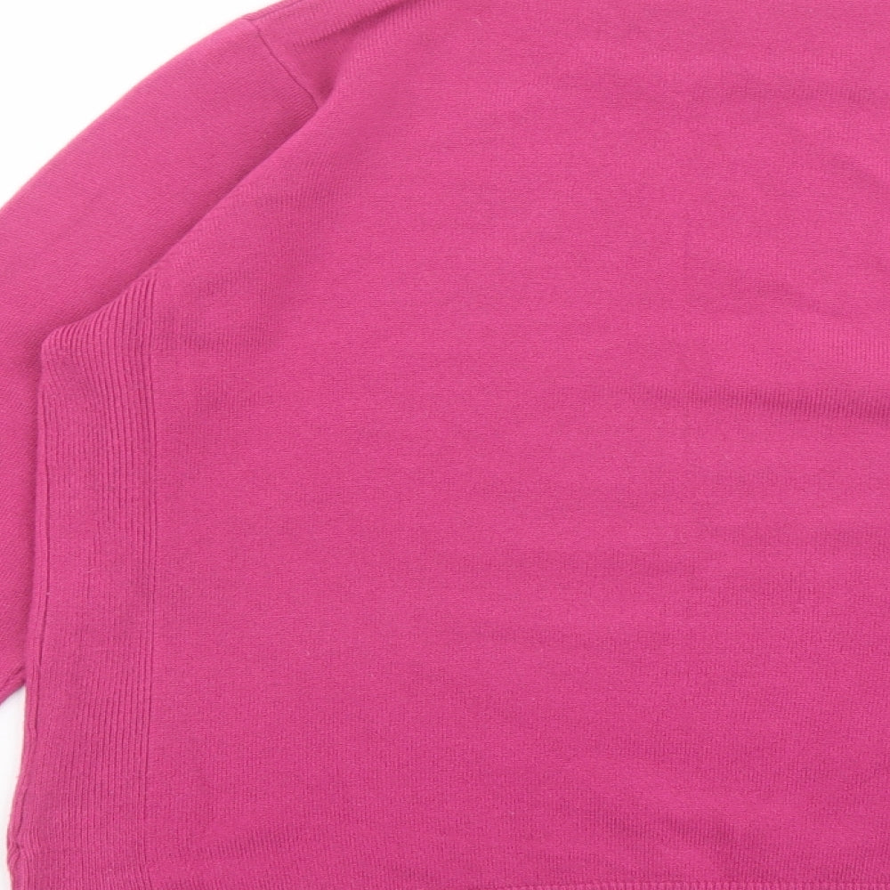 First Avenue Womens Pink Mock Neck Acrylic Pullover Jumper Size L
