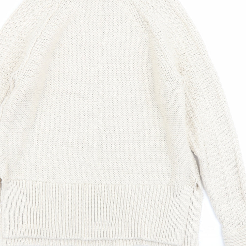 H&M Womens Ivory Round Neck Acrylic Pullover Jumper Size XS