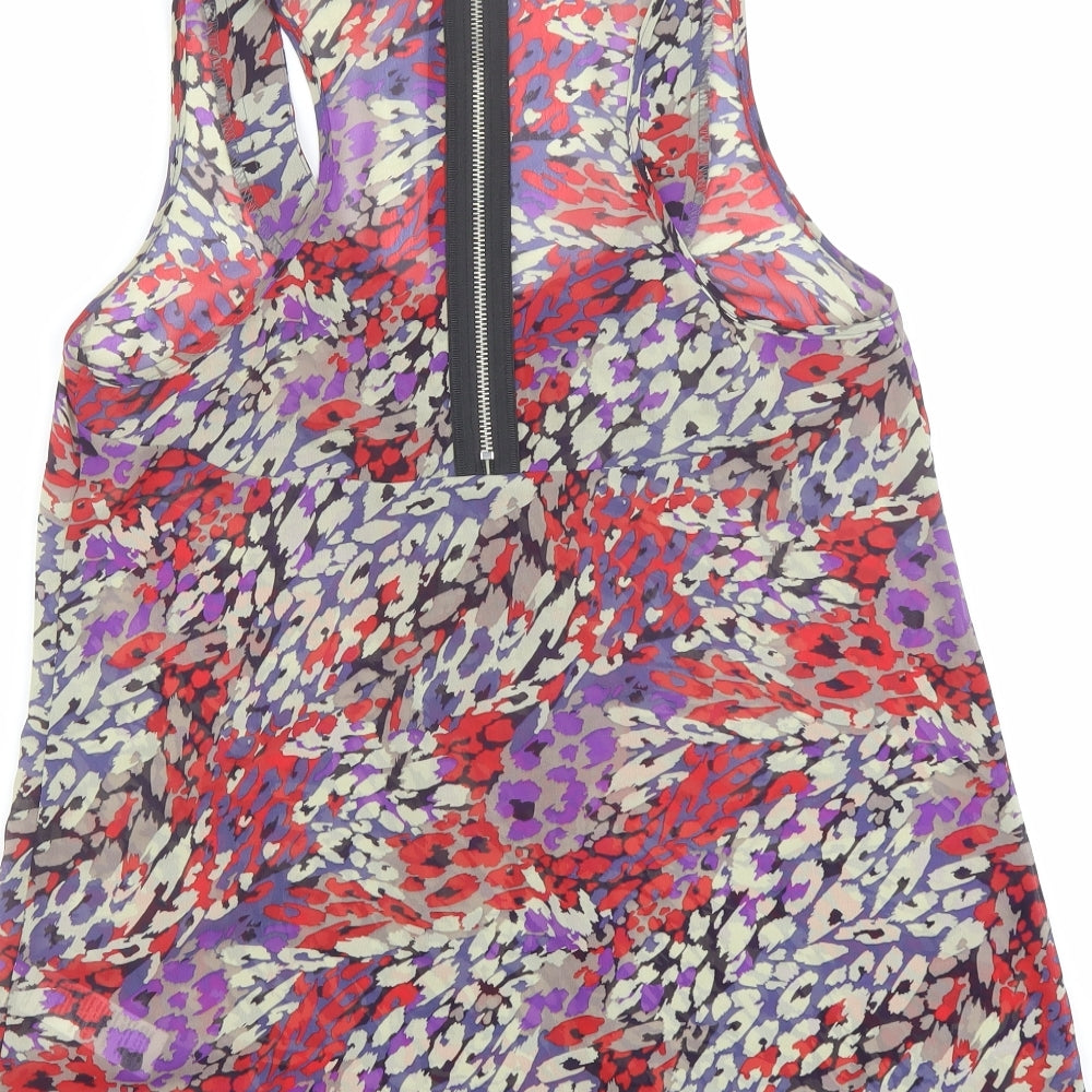 New Look Womens Multicoloured Geometric Polyester Basic Tank Size 10 Scoop Neck