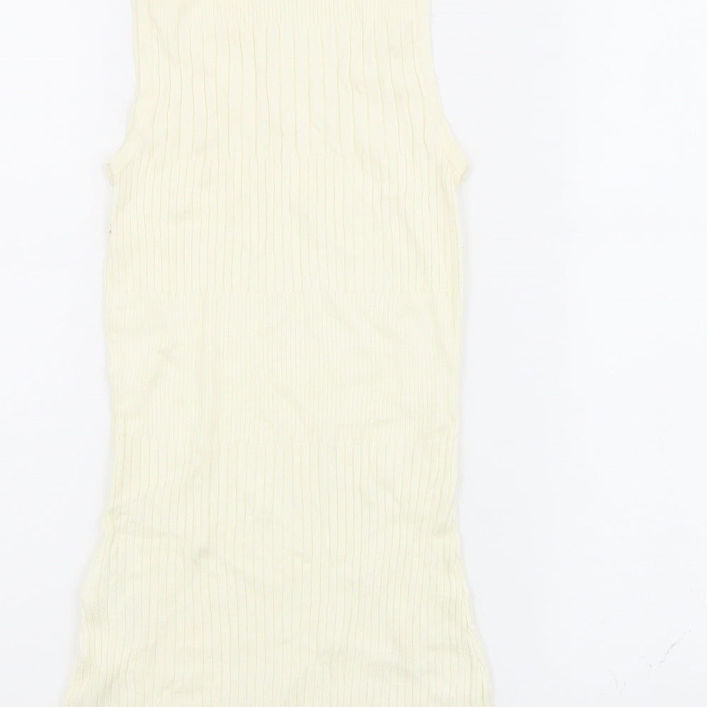 River Island Womens Ivory Viscose Basic Tank Size 6 High Neck
