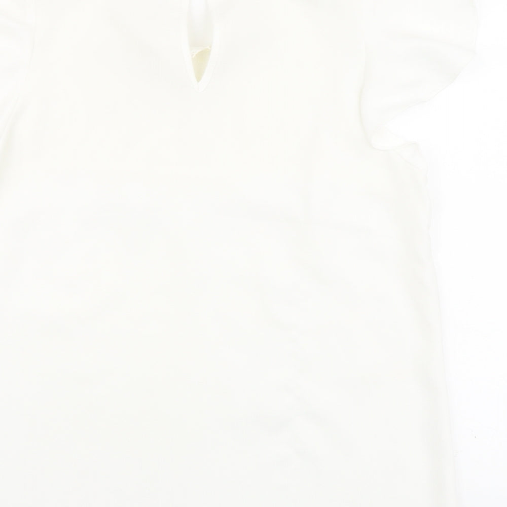 River Island Womens Ivory Polyester Basic Blouse Size 10 Round Neck