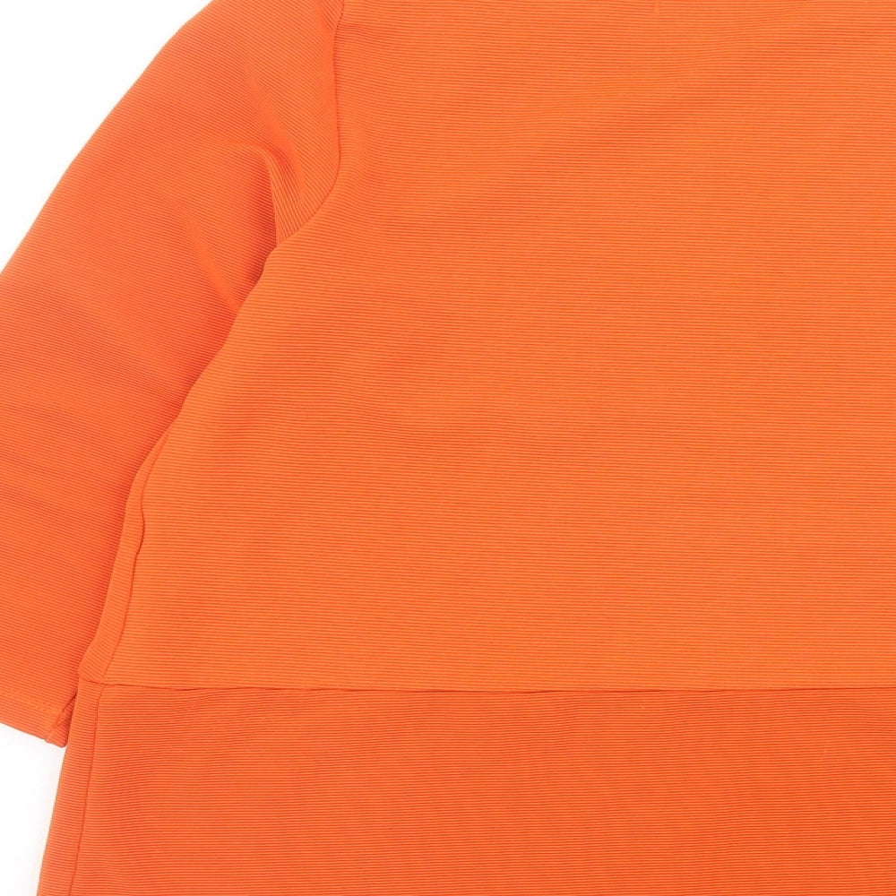 Zara Womens Orange Polyester Basic Blouse Size S Round Neck