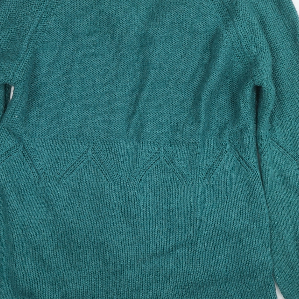 Marks & Spencer Womens Blue Collared Acrylic Cardigan Jumper Size 12