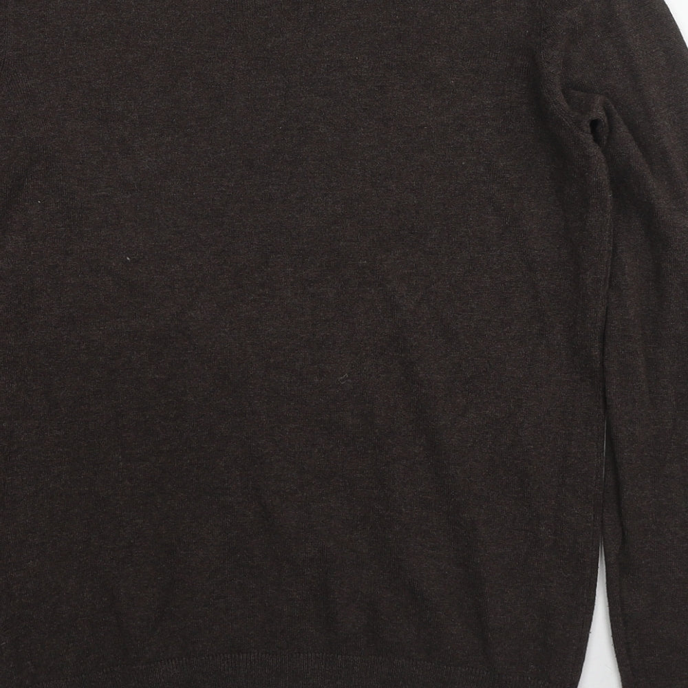 H&M Womens Brown Round Neck Viscose Pullover Jumper Size S