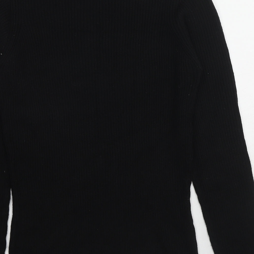 Brave Soul Womens Black Mock Neck Acrylic Pullover Jumper Size L