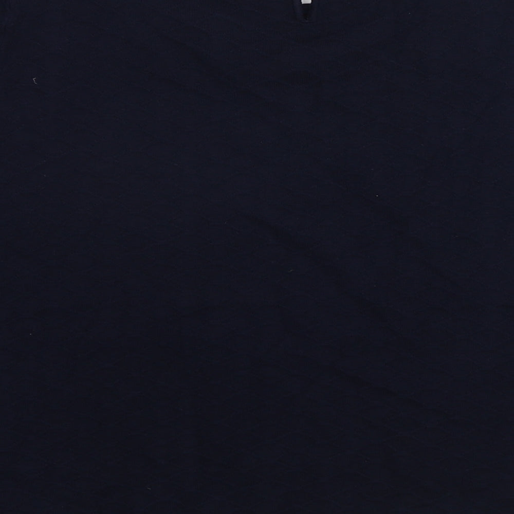 Marks and Spencer Womens Blue Nylon Basic T-Shirt Size 18 Boat Neck - Textured