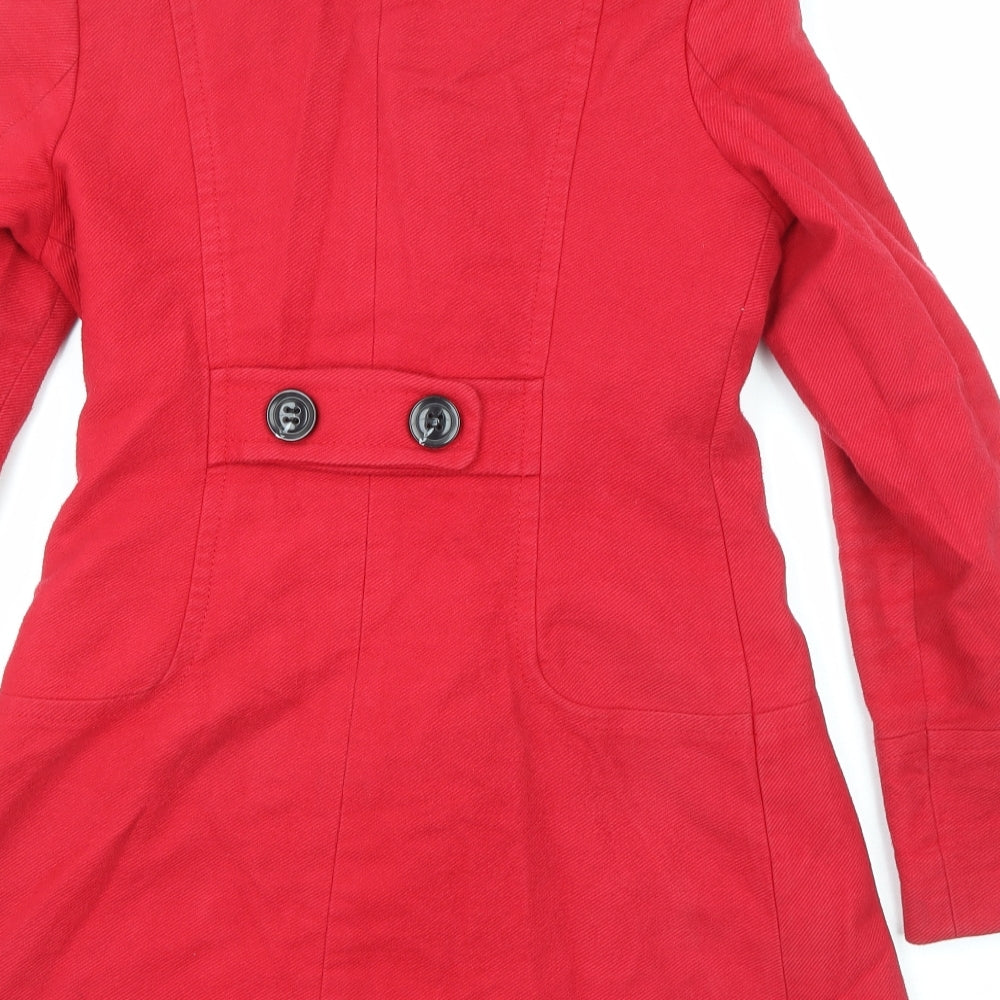 Promod Womens Red Overcoat Coat Size 8 Button