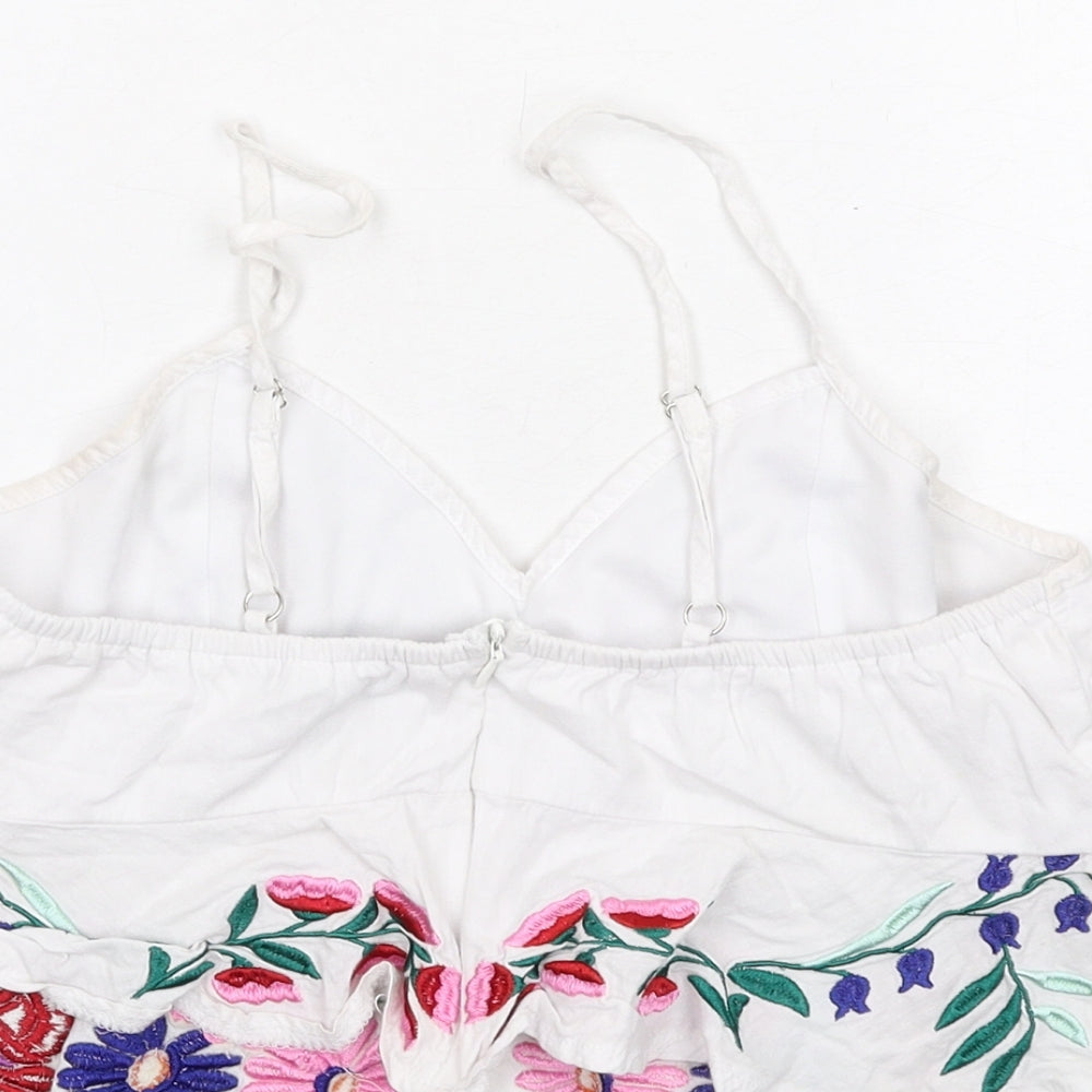 Missguided Womens White Polyester Cropped Tank Size 10 Sweetheart - Floral
