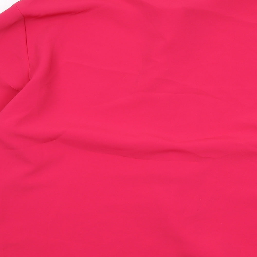 Country Casuals Womens Pink Polyester Basic Button-Up Size 12 Collared