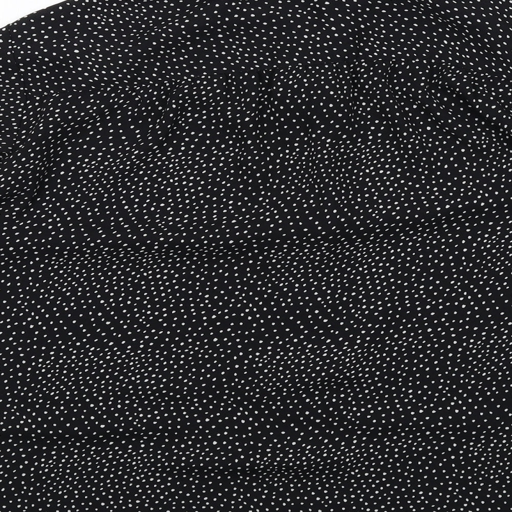 H&M Womens Black Geometric Polyester Basic Button-Up Size 12 Collared