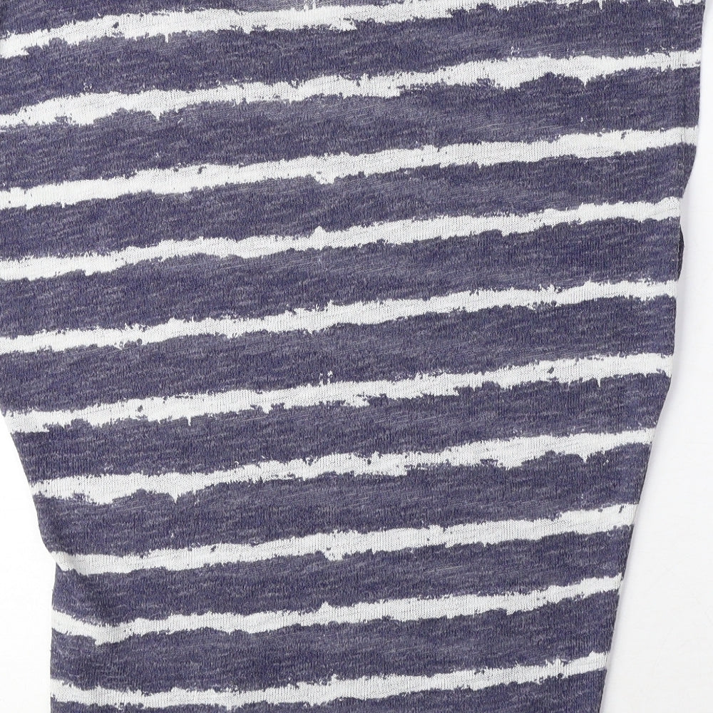 Zara Womens Blue Striped Polyester Basic Blouse Size S Round Neck