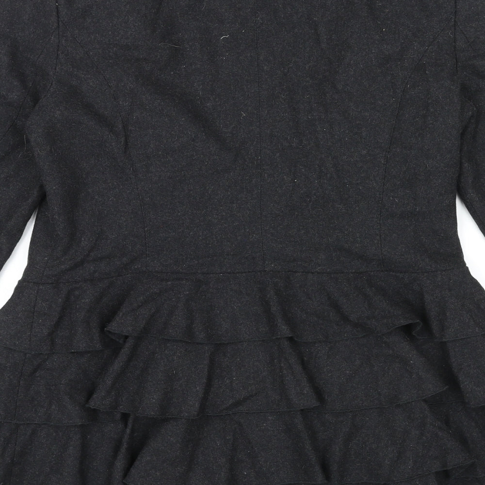 Marks & Spencer Womens Black Jacket Size 12 Zip - Hook & Eye details