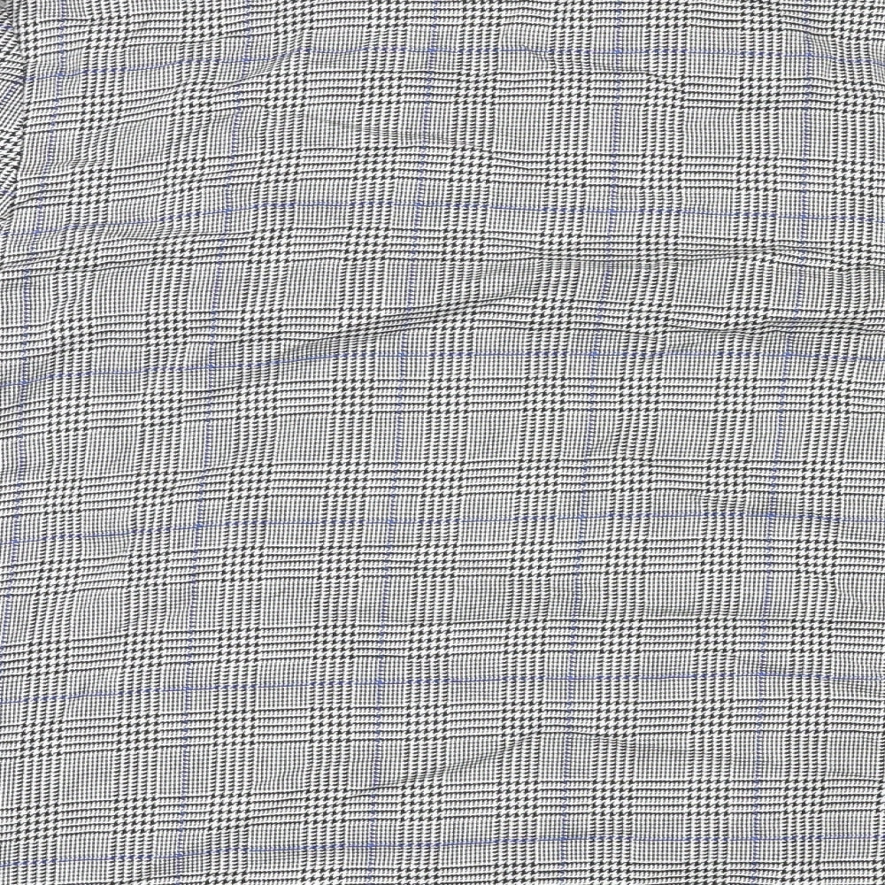 St Bernard Womens Grey Plaid Polyester Jacket Blazer Size 16