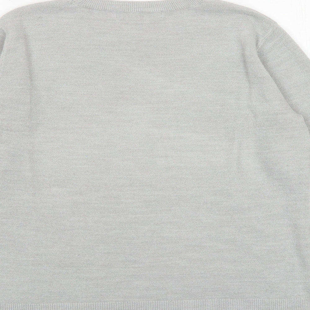 Marks and Spencer Womens Grey Round Neck Acrylic Pullover Jumper Size 12