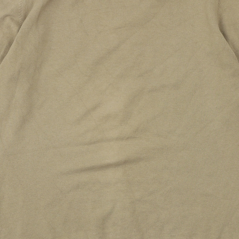 Monsoon Womens Brown V-Neck Cotton Pullover Jumper Size S