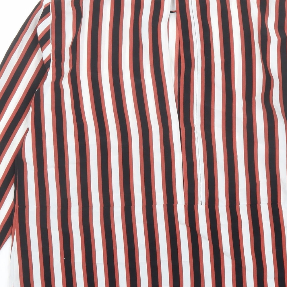 Mango Womens Multicoloured Striped Polyester Basic Blouse Size XS Round Neck