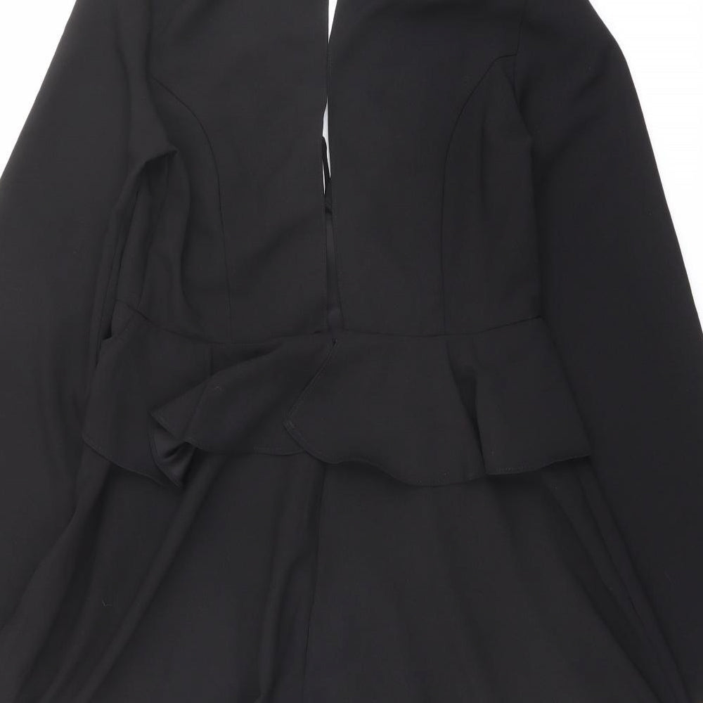 ASOS Womens Black Polyester Trapeze & Swing Size 10 V-Neck Button