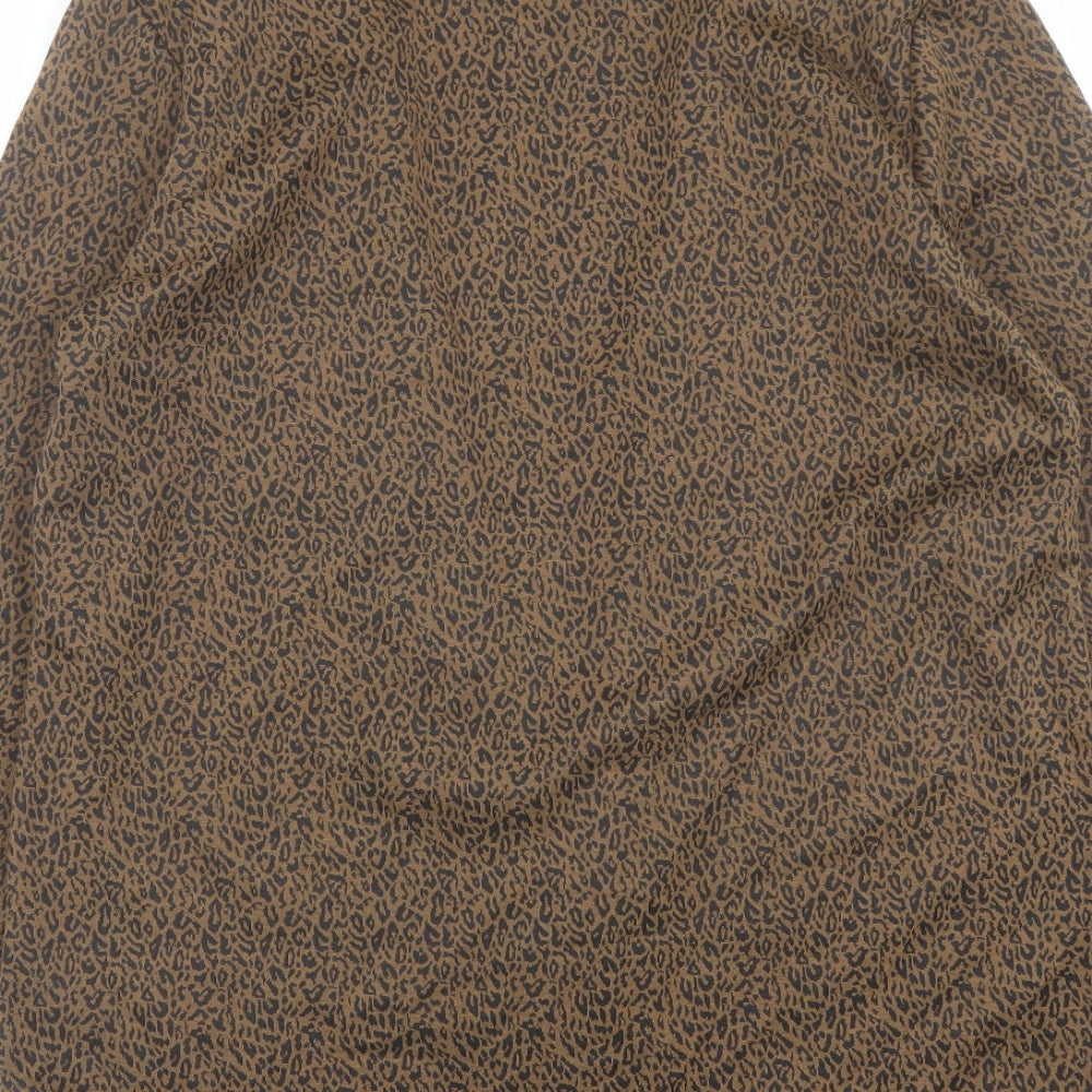 New Look Womens Brown Animal Print Kimono Coat Size 14 - Leopard Print