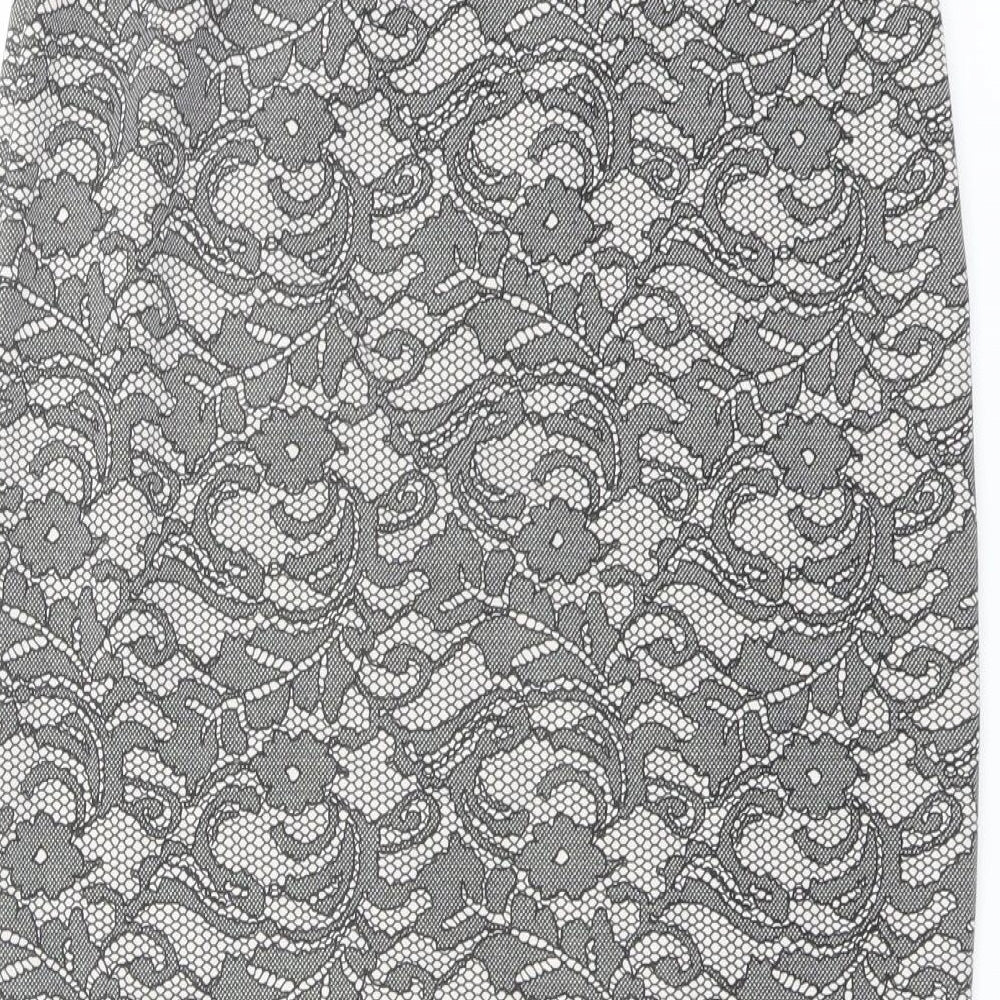 Quiz Womens Black Geometric Polyester Straight & Pencil Skirt Size 12