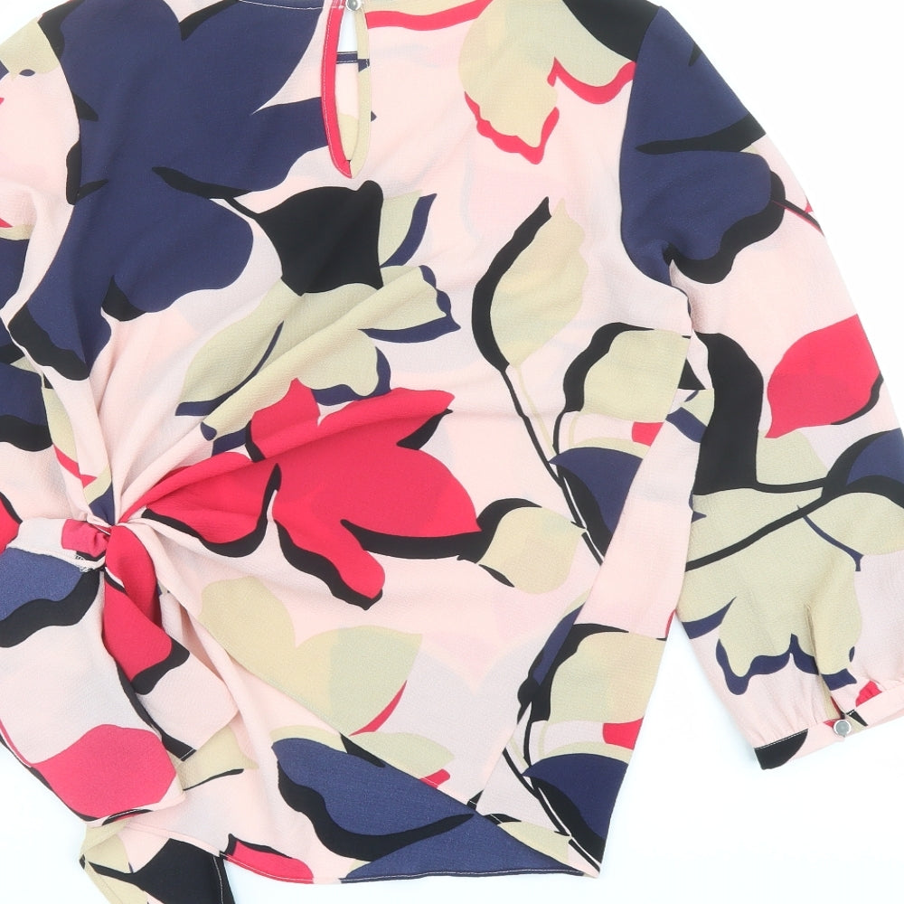 Debenhams Womens Multicoloured Floral Polyester Basic Blouse Size 12 Round Neck