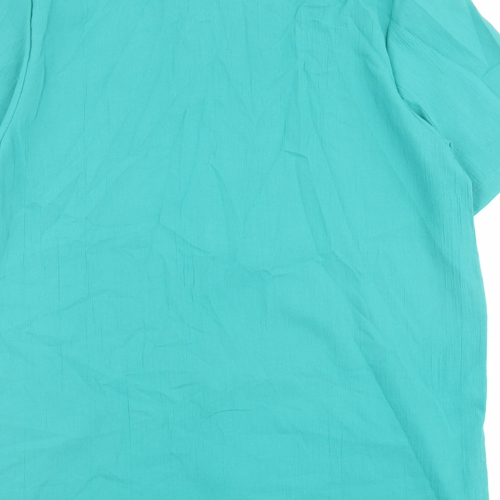 Compliments Womens Green Polyester Basic Button-Up Size 16 Round Neck