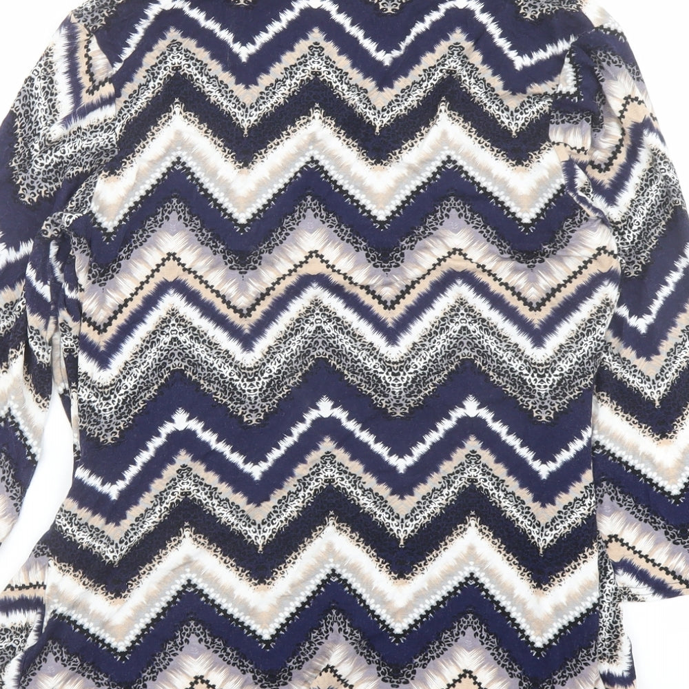 Just Elegance Womens Multicoloured Geometric Viscose Basic Blouse Size 14 Round Neck - Layered Top