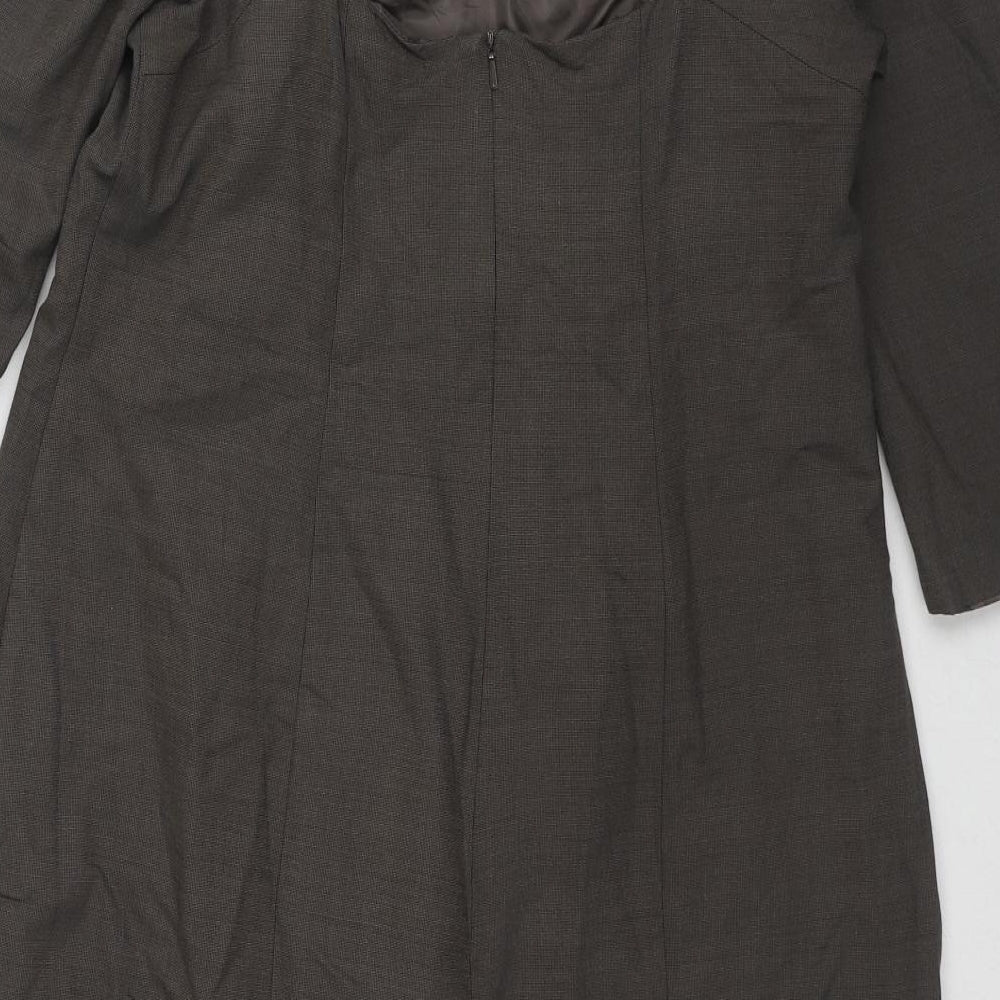 Pepperberry Womens Grey Geometric Polyester Shift Size 14 Round Neck Zip