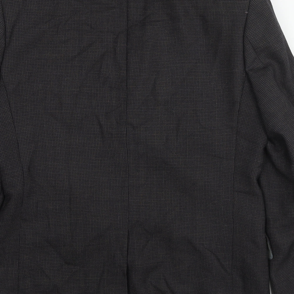 Marks & Spencer Mens Black Geometric Wool Jacket Suit Jacket Size 36 Regular