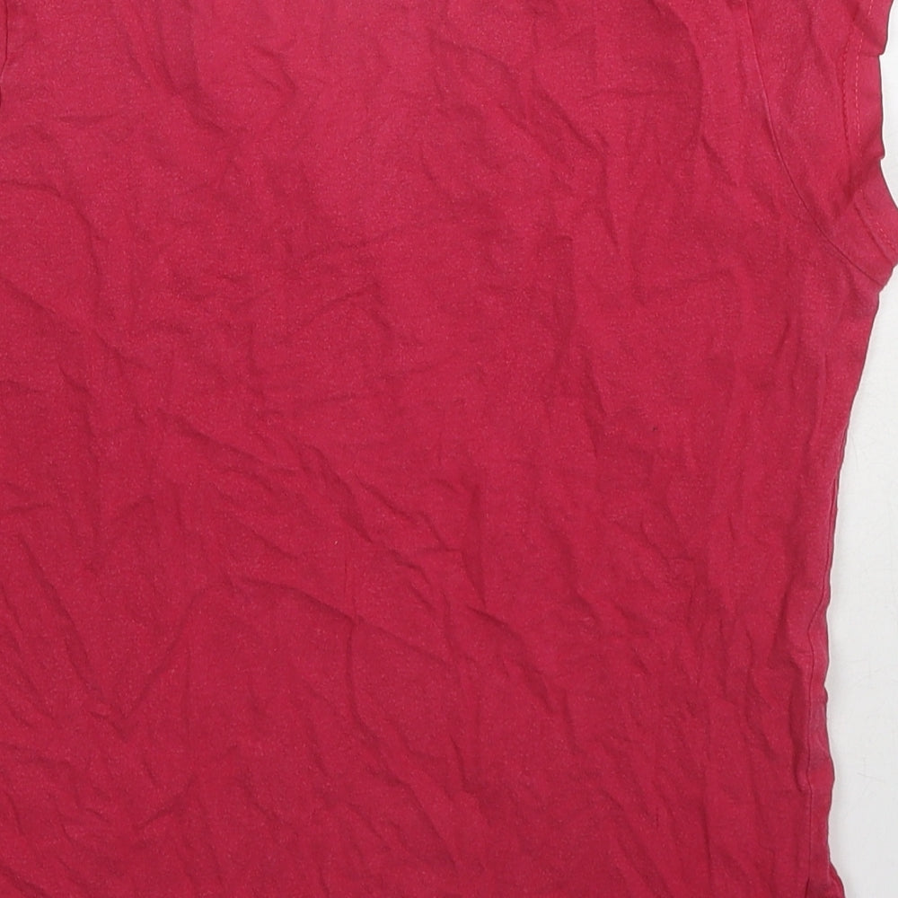 BHS Womens Pink Cotton Basic T-Shirt Size 12 V-Neck