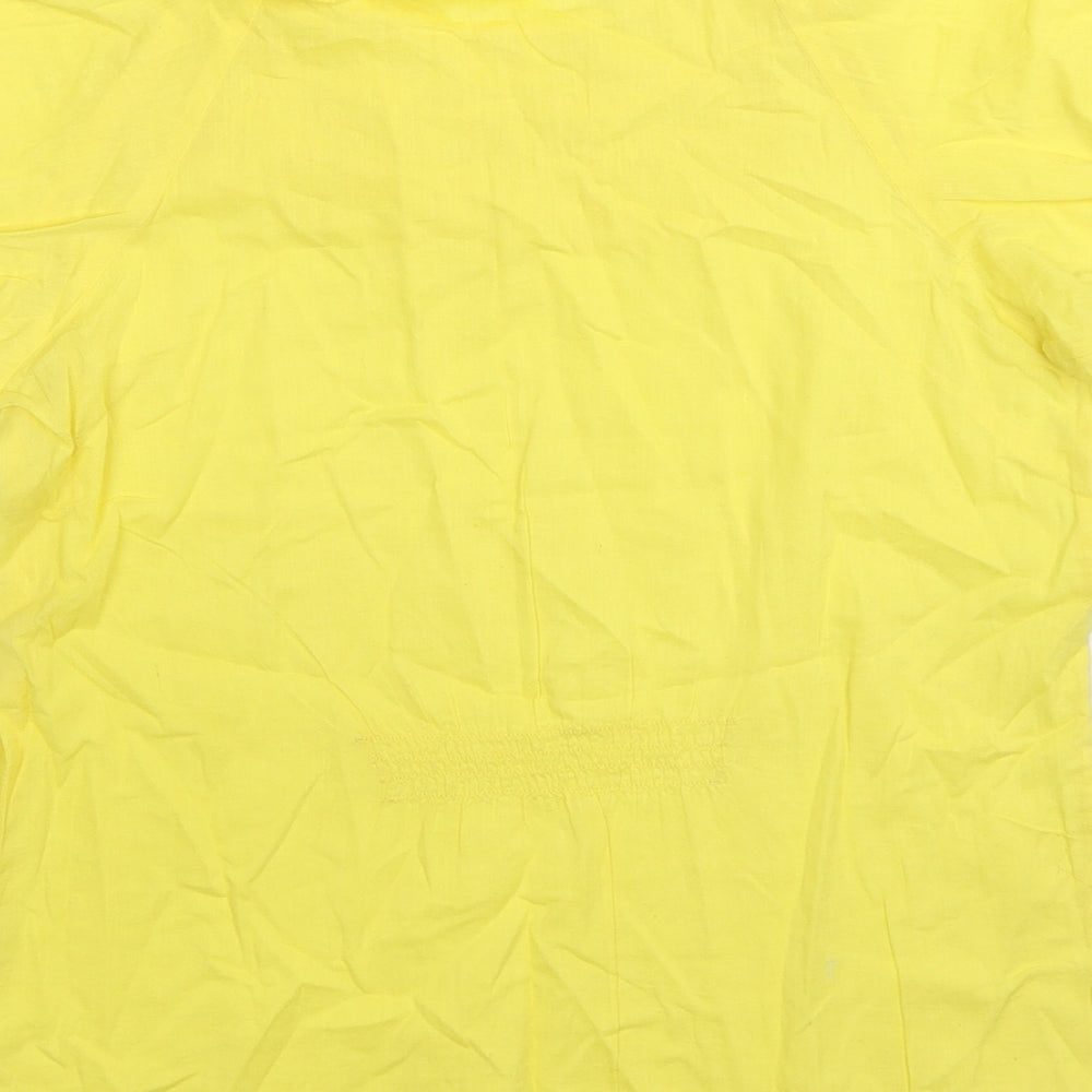 Oasis Womens Yellow Cotton Basic Blouse Size 8 Boat Neck