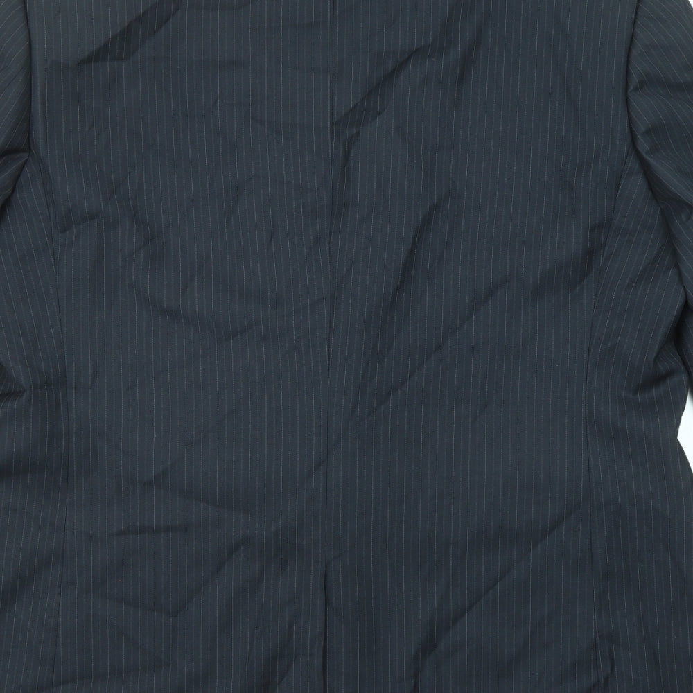 Burton Mens Black Striped Polyester Jacket Suit Jacket Size 46 Regular