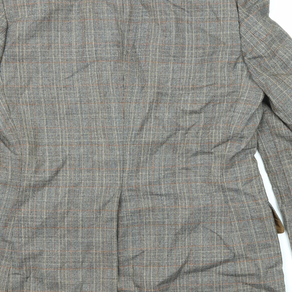 John Weitz Mens Grey Plaid Viscose Jacket Blazer Size 42 Regular
