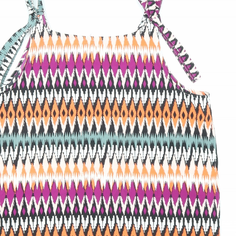 Marks & Spencer Womens Multicoloured Geometric Polyester Basic Tank Size 10 V-Neck
