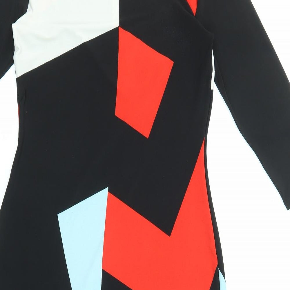 Marks & Spencer Womens Multicoloured Colourblock Polyester Shift Size 8 Boat Neck Pullover