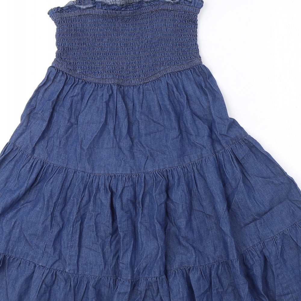Rebellion Womens Blue 100% Cotton Tank Dress Size XS Square Neck Pullover